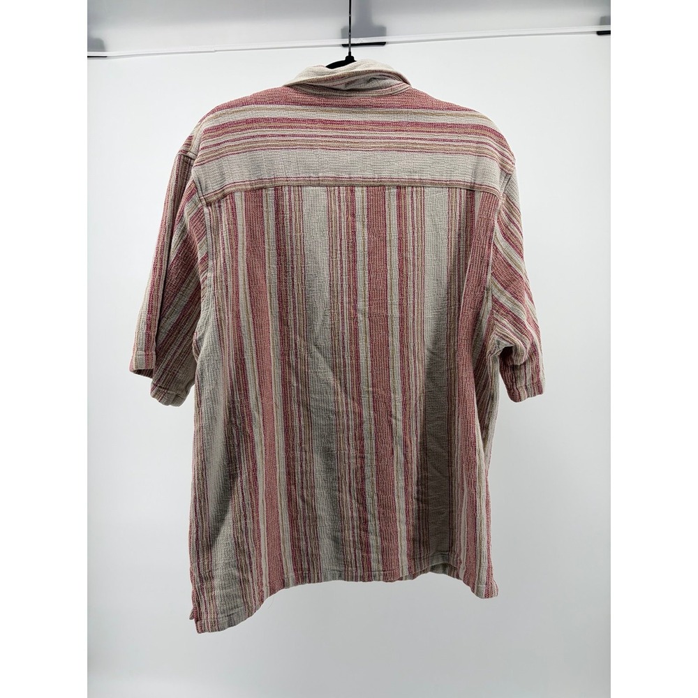 H&M Knit Button Up Shirt, Striped Short Sleeve, Textured Camp, Men's Size L S195 - Picture 3 of 7